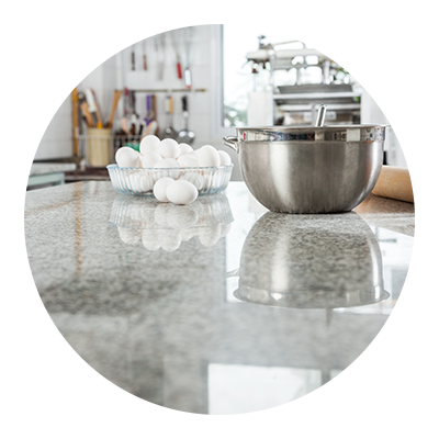 kitchen counter with baking items