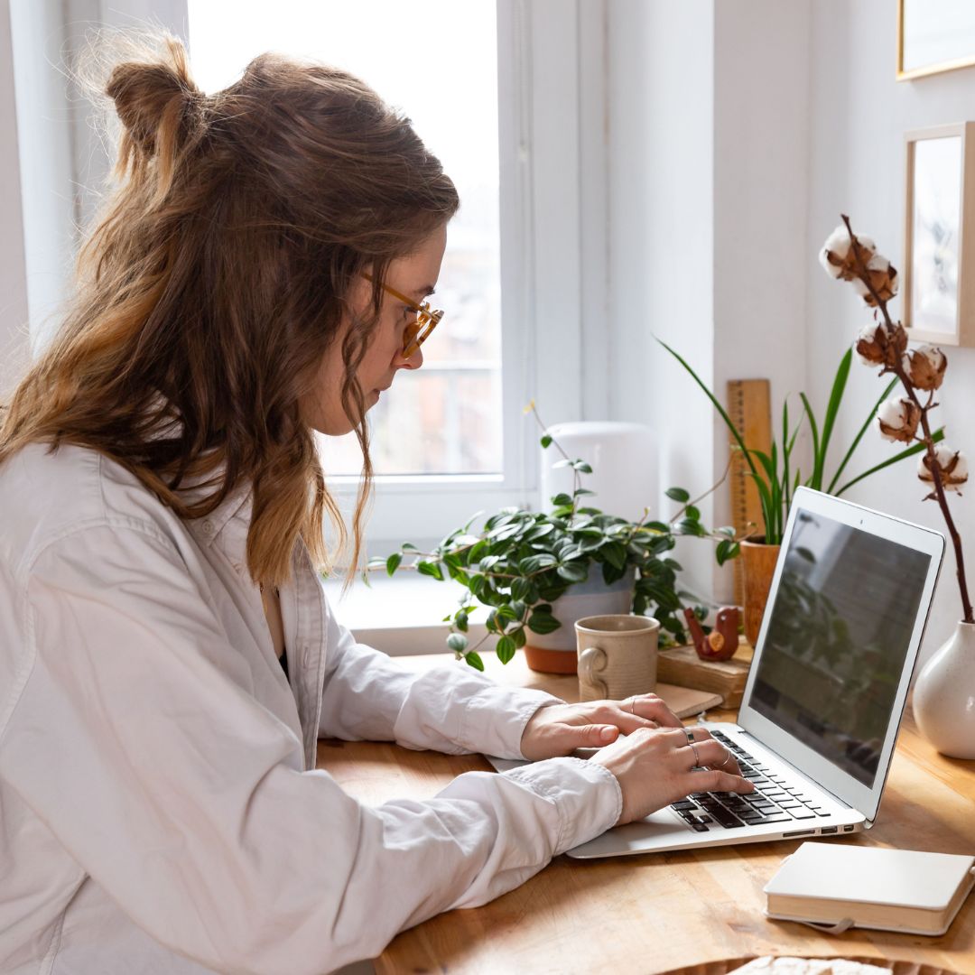 woman on computer