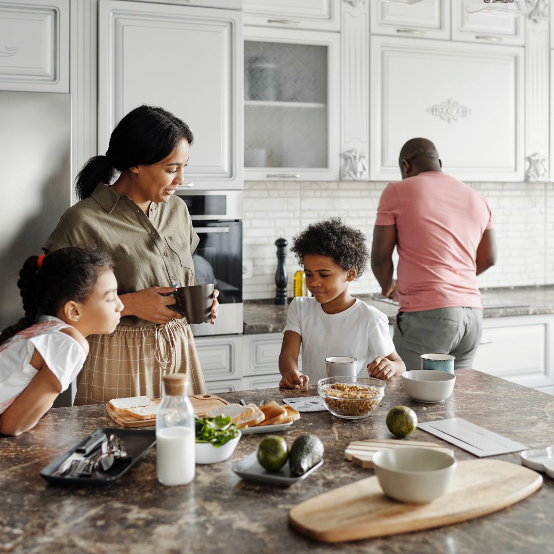 family in kitchen